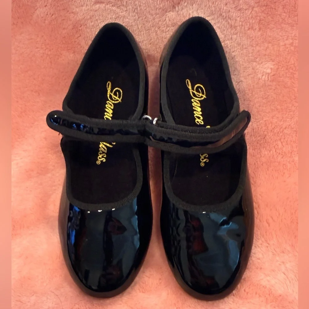 Dance Class Black Tap glossy Shoes Girls Size 1 – Tap Plates performance jazz